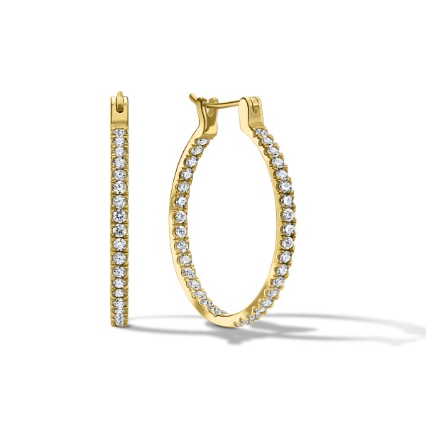 1.2 INCHES ROUND BRILLIANT CUT DIAMOND HOOP EARRINGS YELLOW GOLD