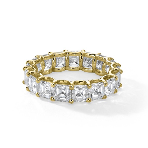 ASSCHER CUT DIAMOND ETERNITY RING YELLOW GOLD