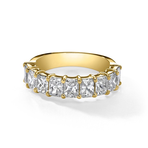 RADIANT CUT DIAMOND HALF ETERNITY RING YELLOW GOLD