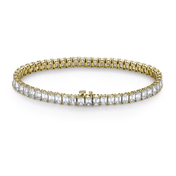 EMERALD CUT DIAMOND TENNIS BRACELET YELLOW GOLD